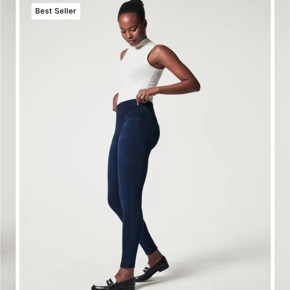 Womens SPANX Dark Blue Jean-ish Ankle Leggings - Picture 1 of 10